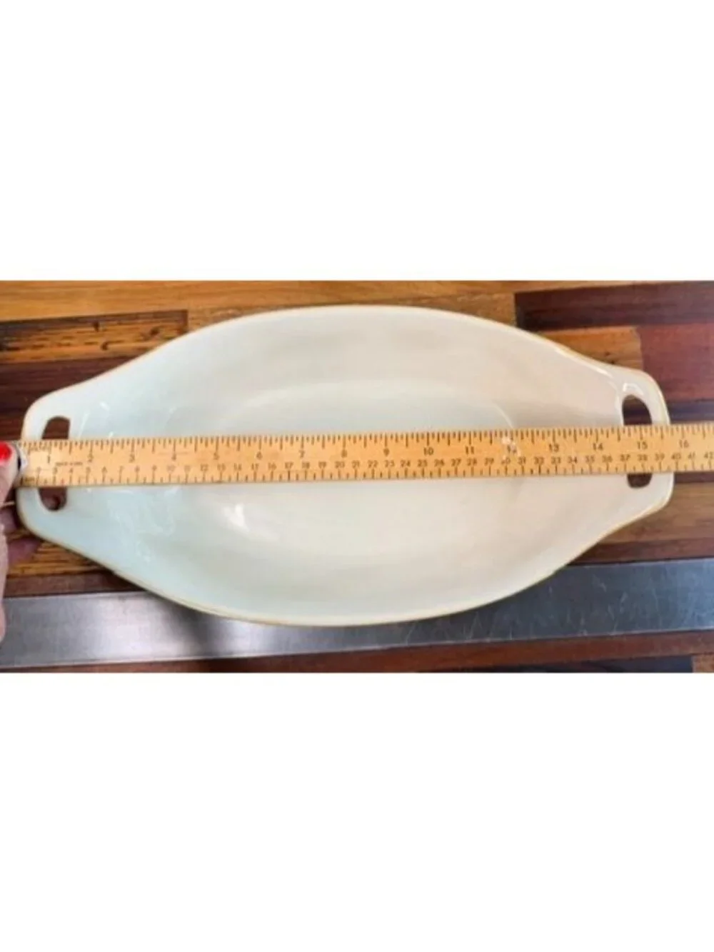 Pier 1 Imports Oval Stoneware Baking Dish Brown Cream Casserole Baker with Handl